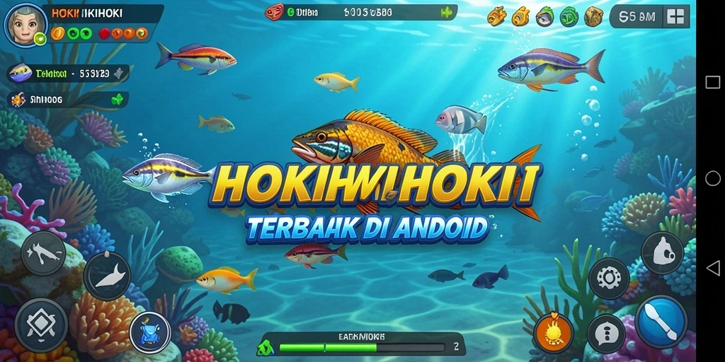 Screenshot gameplay HOKIHOKI menampilkan aksi menembak ikan yang seru.