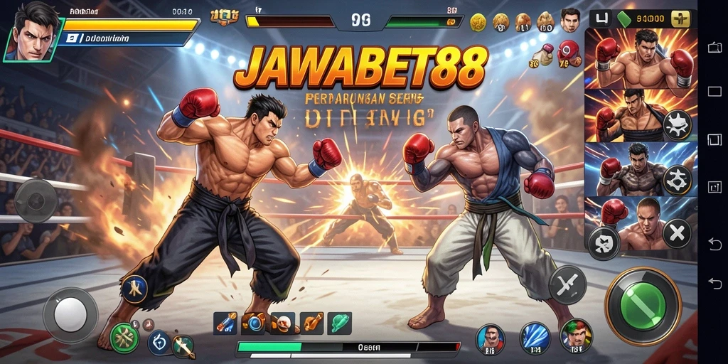 Screenshot JAWABET88 menampilkan aksi pertarungan yang intens dan seru.
