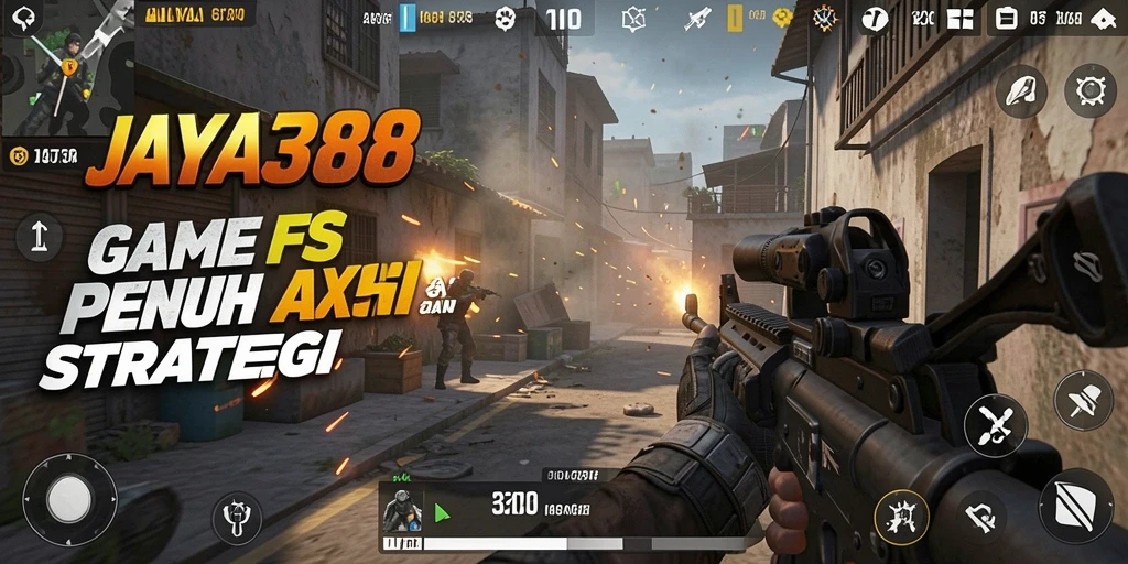 Screenshot utama JAYA388 menampilkan aksi tembak-menembak yang intens.