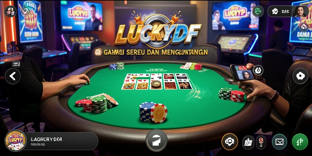 Tampilan gameplay Poker yang mendebarkan di LUCKYDF.