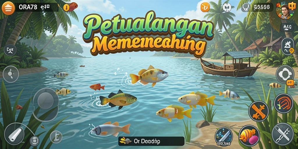 Gameplay ORA78 menampilkan aktivitas memancing yang seru dan menantang.