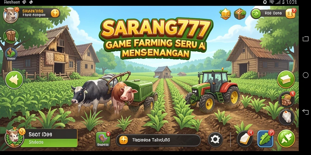 Screenshot gameplay SARANG777 yang menampilkan ladang pertanian yang subur.